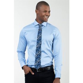 Tudors Slim Fit Dar Kesim Pamuk Saten Erkek Gömlek