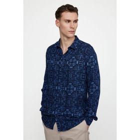 Tudors Slim Fit Dar Kesim Uzun Kol Baskılı Desen Viskon Spor Erkek Çok Renkli Gömlek