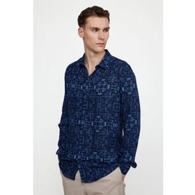 Tudors Slim Fit Dar Kesim Uzun Kol Baskılı Desen Viskon Spor Erkek Çok Renkli Gömlek
