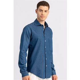Tudors Slim Fit Dar Kesim Uzun Kol Erkek Kot Gömlek