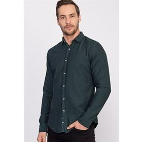 Tudors Slim Fit Dar Kesim Uzun Kol Erkek Kot Gömlek
