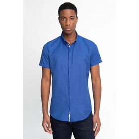 Tudors Slim Fit Kısa Kol Düğmeli Yaka Poplin Oxford Erkek Gömlek