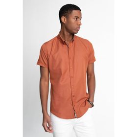 Tudors Slim Fit Kısa Kol Düğmeli Yaka Poplin Oxford Erkek Gömlek
