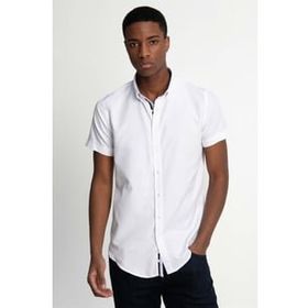 Tudors Slim Fit Kısa Kol Düğmeli Yaka Poplin Oxford Erkek Gömlek