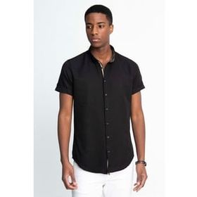 Tudors Slim Fit Kısa Kol Düğmeli Yaka Poplin Oxford Erkek Gömlek