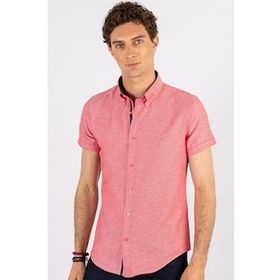 Tudors Slim Fit Kisa Kol Oxford Doku Garnili Erkek Gömlek