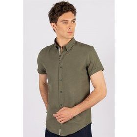 Tudors Slim Fit Kisa Kol Oxford Doku Garnili Erkek Gömlek