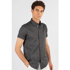 Tudors Slim Fit Kisa Kol Oxford Doku Garnili Erkek Gömlek