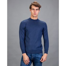 Tudors Slim Fit Lacivert Yarım Balıkçı Yaka Düz Erkek Kazak