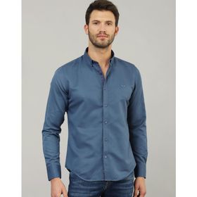 Tudors Slim Fit Petrol Mavisi Spor Erkek Gömlek
