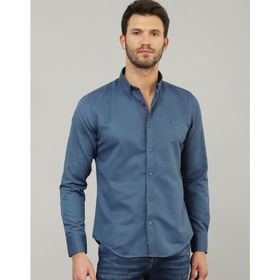 Tudors Slim Fit Petrol Mavisi Spor Erkek Gömlek