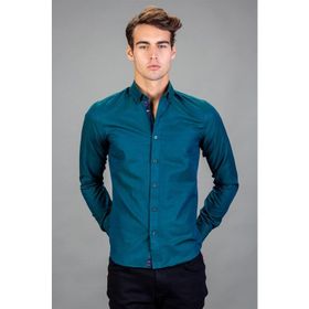 Tudors Slim Fit Petrol Mavisi Spor Erkek Gömlek