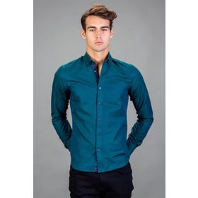 Tudors Slim Fit Petrol Mavisi Spor Erkek Gömlek