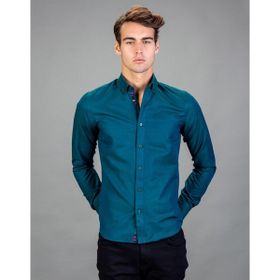 Tudors Slim Fit Petrol Mavisi Spor Erkek Gömlek