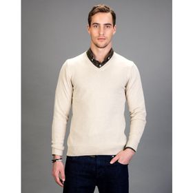 Tudors Slim Fit Turkuaz V Yaka Pamuklu Erkek Kazak