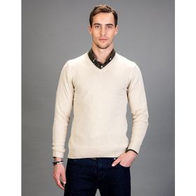 Tudors Slim Fit Turkuaz V Yaka Pamuklu Erkek Kazak