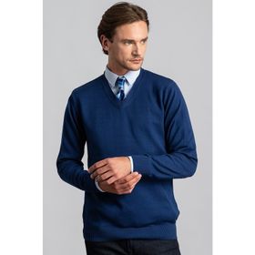 Tudors Slim Fit Turkuaz V Yaka Pamuklu Erkek Kazak