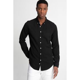 Tudors Slim Fit Uzun Kol Biyeli Yaka Düğmeli Keten Erkek Gömlek