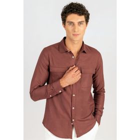 Tudors Slim Fit Uzun Kol Çift Cep Pamuk Keten Erkek Gömlek