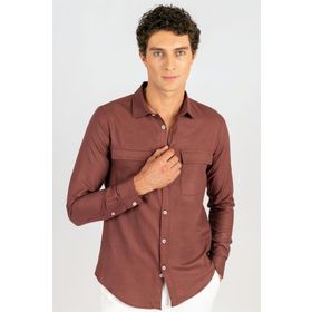 Tudors Slim Fit Uzun Kol Çift Cep Pamuk Keten Erkek Gömlek