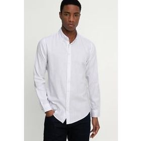 Tudors Slim Fit Uzun Kol Düğmeli Keten Erkek Gömlek