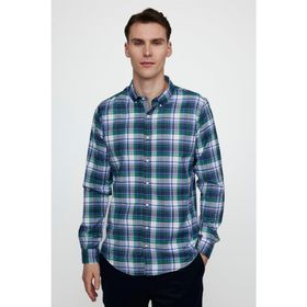 Tudors Slim Fit Uzun Kol Düğmeli Yaka Pamuklu Ekose Spor Erkek Çok Renkli Gömlek