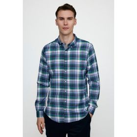 Tudors Slim Fit Uzun Kol Düğmeli Yaka Pamuklu Ekose Spor Erkek Çok Renkli Gömlek