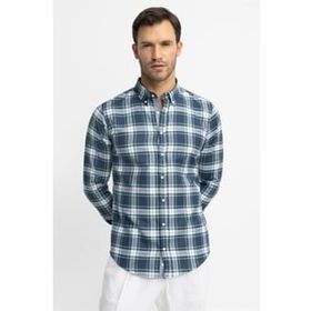 Tudors Slim Fit Uzun Kol Düğmeli Yaka Pamuklu Ekose Spor Erkek Çok Renkli Gömlek