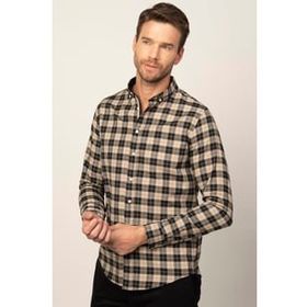 Tudors Slim Fit Uzun Kol Ekoseli Biyeli Yaka Düğmeli Erkek Gömlek