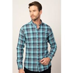 Tudors Slim Fit Uzun Kol Ekoseli Biyeli Yaka Düğmeli Erkek Gömlek