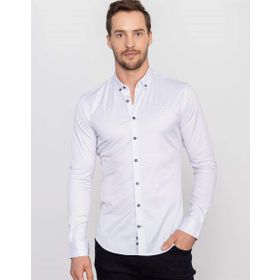 Tudors Süper Slim Fit Likralı Beyaz Gömlek