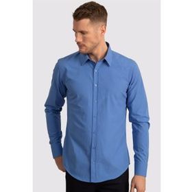 Tudors Terry Cotton Slim Fit Dar Kesim Turkuaz Erkek Gömlek