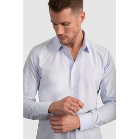 Tudors Terry Cotton Slim Fit Dar Kesim Turkuaz Erkek Gömlek
