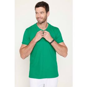 Tudors TS230003-BNY02 Erkek Polo Yaka Slim Fit Düz Pamuk Pike Yeşil T-Shirt
