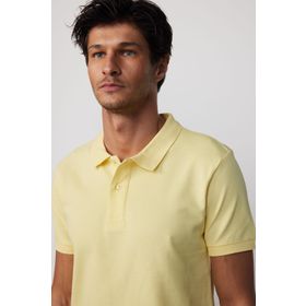 Tudors TS240016-LY Erkek Slim Fit Dar Kesim %100 Pamuk Düz Pike Sarı Polo Yaka T-Shirt