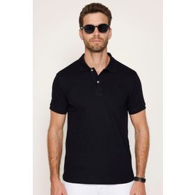 Tudors TS240019 Erkek Slim Fit Dar Kesim Pamuklu Yumuşak Doku Nefes Alan Kumaş Kıvrılmaz Yaka Siyah Polo Yaka T-Shirt