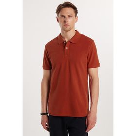 Tudors TS240019-SYR Erkek Slim Fit Dar Kesim Pamuklu Yumuşak Dokulu Serin Tutan Kumaş Düz Pike Bordo Polo Yaka T-Shirt