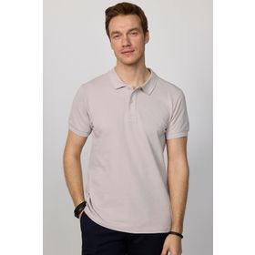 Tudors TS240019-SYR Erkek Slim Fit Dar Kesim Pamuklu Yumuşak Dokulu Serin Tutan Kumaş Düz Pike Gri Polo Yaka T-Shirt