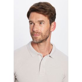 Tudors TS240019-SYR Erkek Slim Fit Dar Kesim Pamuklu Yumuşak Dokulu Serin Tutan Kumaş Düz Pike Gri Polo Yaka T-Shirt
