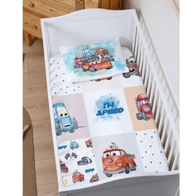 Tuğba Kuğu Cartoon Serisi Şimşek Mcqueen ve Arkadaşları 60x120+15 cm Park Yatak Lastikli Çarşaf Seti