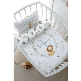 Tuğba Kuğu For Baby Serisi Aslanlı Çember 60x100 cm Anne Yanı Beşik Nevresim Takımı