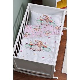 Tuğba Kuğu For Baby Serisi Gökkuşaklı Unicorn 60x100 cm Anne Yanı Beşik Nevresim Takımı