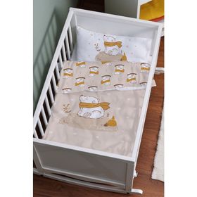 Tuğba Kuğu For Baby Serisi Kahverengi Atkılı Ayı 60x100 cm Anne Yanı Beşik Nevresim Takımı