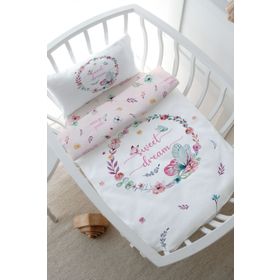 Tuğba Kuğu For Baby Serisi Kelebekli Çember 60x100 cm Anne Yanı Beşik Nevresim Takımı