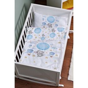 Tuğba Kuğu For Baby Serisi Mavi Büyük Balonlu Fil 60x100 cm Anne Yanı Beşik Nevresim Takımı