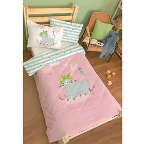 Tuğba Kuğu For Baby Serisi Mutlu Kedi Organik Tek Kişilik Nevresim Takımı