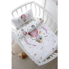 Tuğba Kuğu For Baby Serisi Pembe Balonda Fil 60x100 cm Anne Yanı Beşik Nevresim Takımı