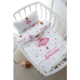 Tuğba Kuğu For Baby Serisi Topuzlu Pembe Peri 60x100 cm Anne Yanı Beşik Nevresim Takımı