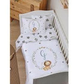 Tuğba Kuğu Harf Serisi Aslanlı G Harfi 100x150 cm Organik Bebek Nevresim Takımı