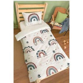 Tuğba Kuğu Iconic Serisi Püsküllü Gökkuşağı 100x150 cm Organik Bebek Nevresim Takımı